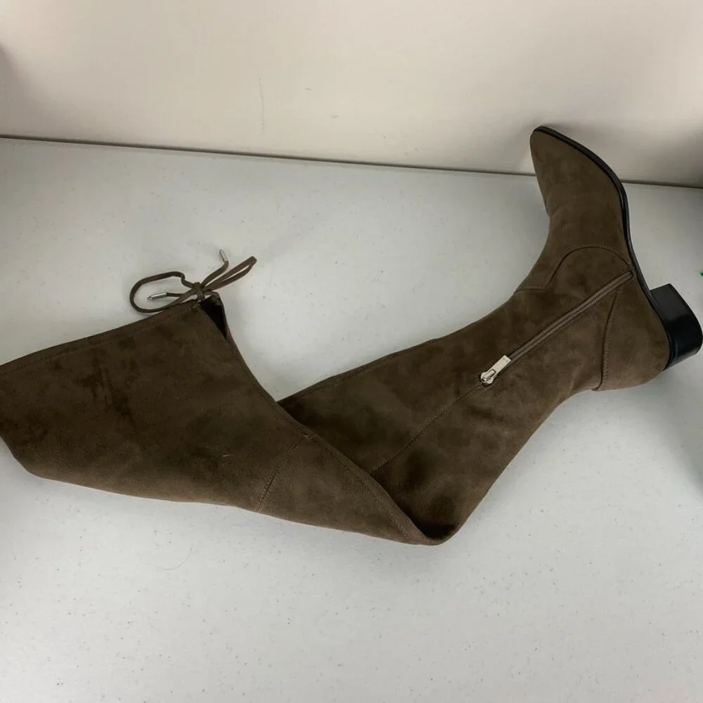Marc Fisher Over‎ the Knee Boots Suede Brown Pointed Toes Womens 8
